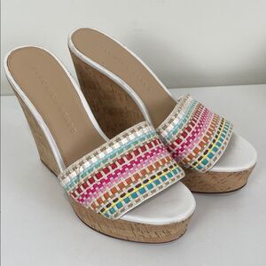 Veronica Beard Dali Woven Wedges Women’s 5.5 Multicolor Boho Chic Sandals Cork